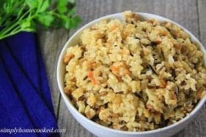 Wild brown rice in a bowl
