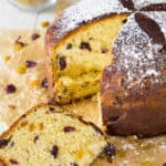 sliced panettone bread on brown parchment paper