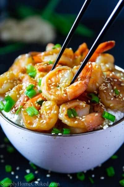Garlic ginger shrimp with green onion
