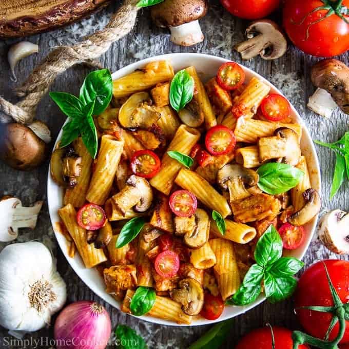 Creamy Rigatoni With Chicken And Mushrooms Simply Home Cooked