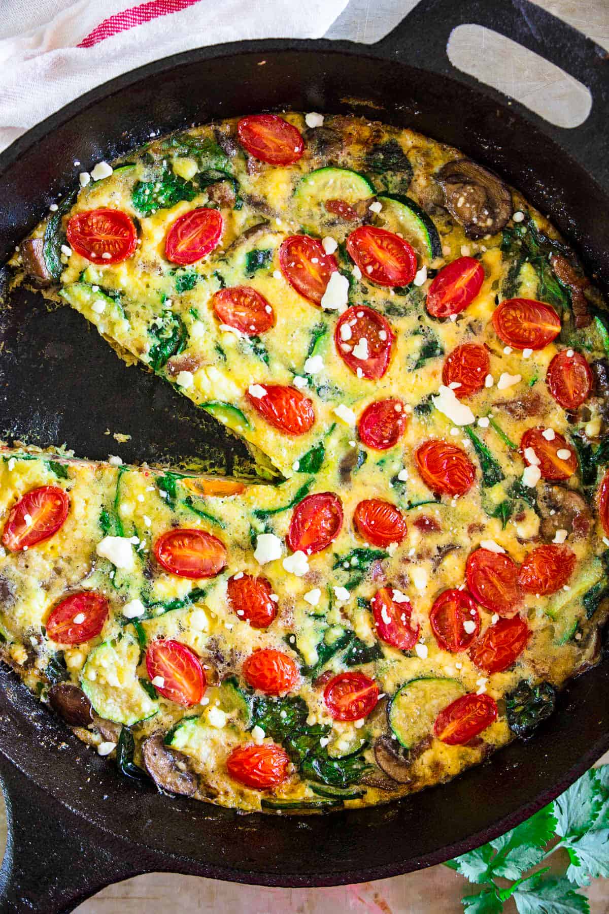 Spinach Mushroom Frittata with Bacon - Simply Home Cooked