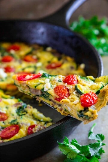 Spinach Mushroom Frittata with Bacon - Simply Home Cooked