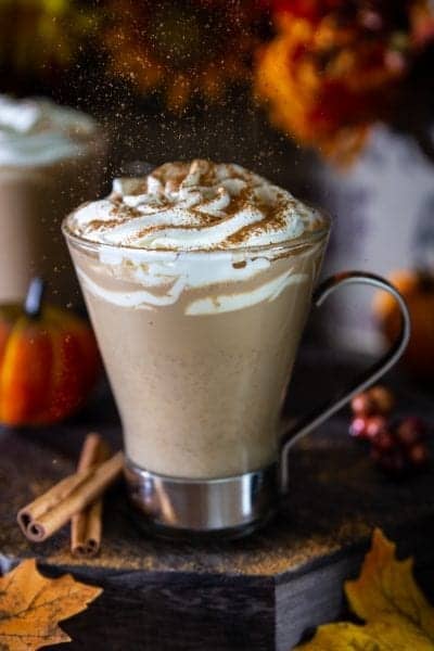 pumkin spice latte with whipped cream