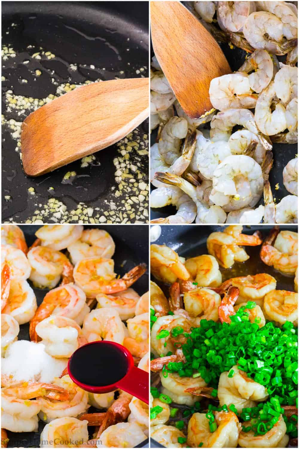 Quick and Easy Homemade Recipes - ❤️ Shrimp and Sauteed Spinach ❤️ 1 ½  tbsps of simply Asia sweet ginger garlic seasoning. ¼ cup of dry white  wine. 3 cups of fresh