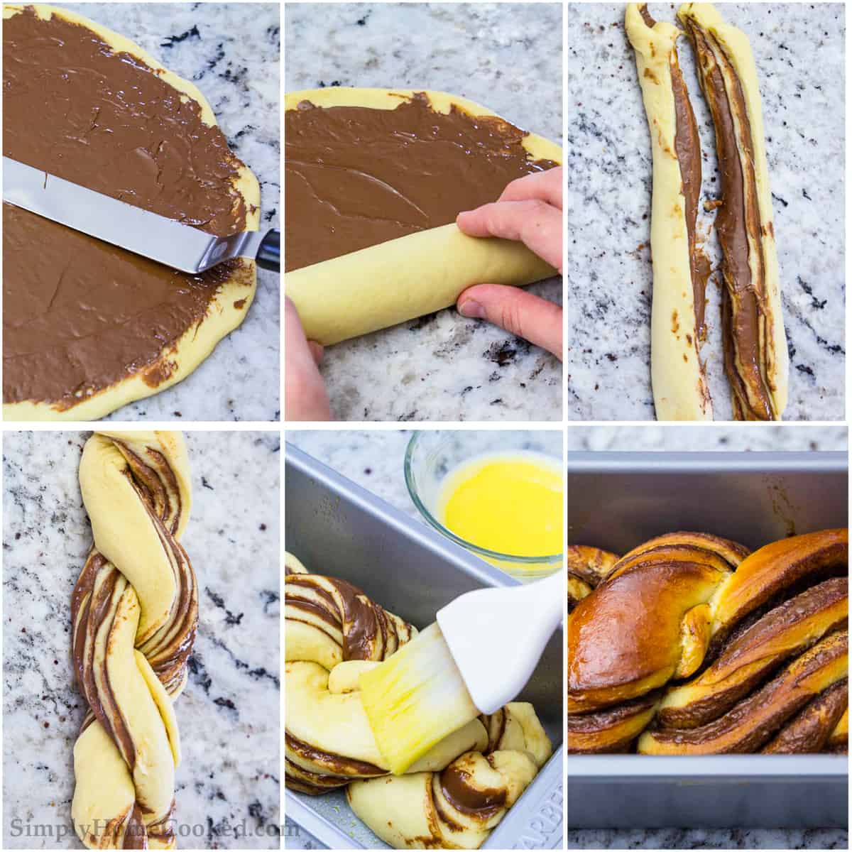 Roll out your Brioche bread dough and coat with Nutella and butter to braid and create a beautiful and delicious sweet bread recipe. 