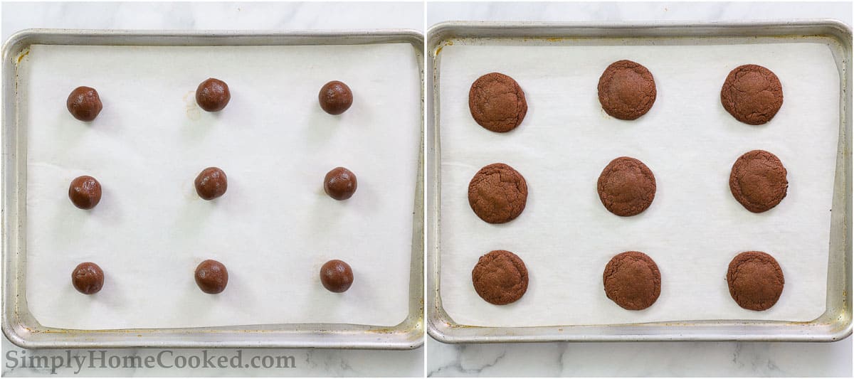 Soft and chewy Nutella cookies that are super easy to make and have an intense chocolate Nutella flavor. These are always a crowd pleaser. Which makes them great for parties! #nutella #nutellacookies #chocolatecookies #chewynutellacookies #easycookies steps to make Nutella cookies