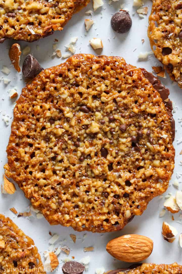 Lace Cookies with Chocolate (Florentine Cookies) VIDEO Simply Home Cooked