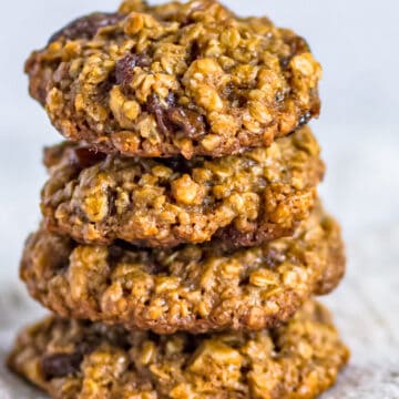 Stack of Chewy Oatmeal Raisin Cookies