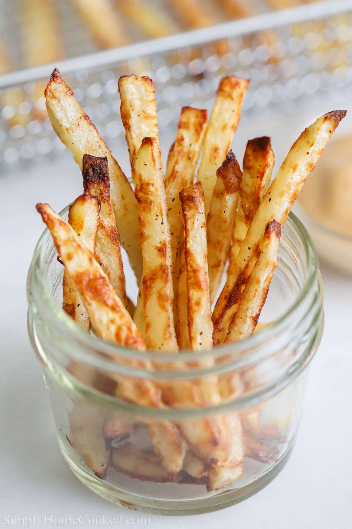 Air Fryer French Fries in a mason jar.