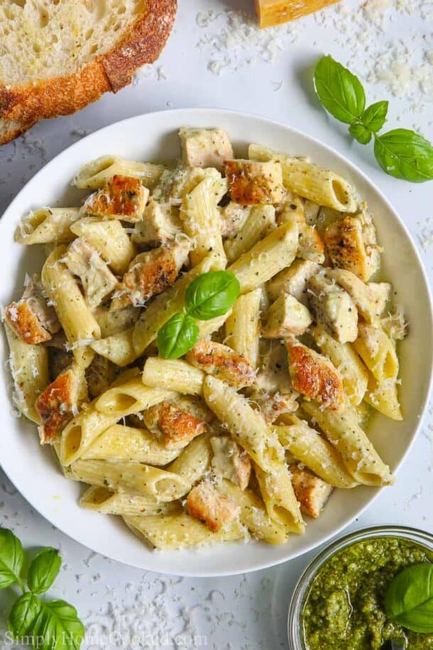 Creamy Chicken Pesto Pasta - Simply Home Cooked