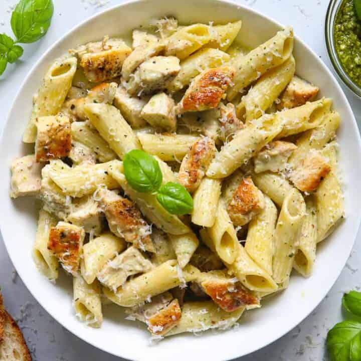 Creamy Chicken Pesto Pasta - Simply Home Cooked