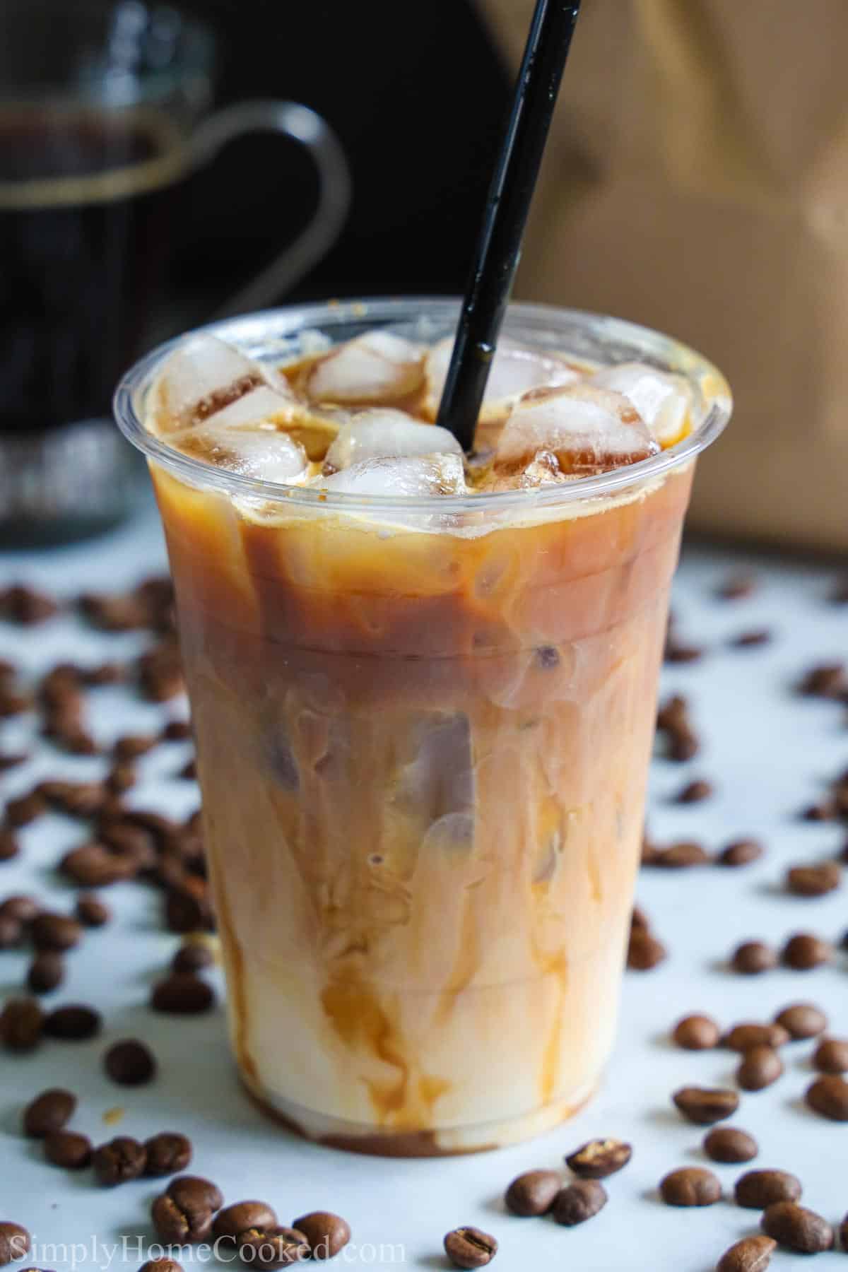 Iced Caramel Latte [with Coffee Ice Cubes]