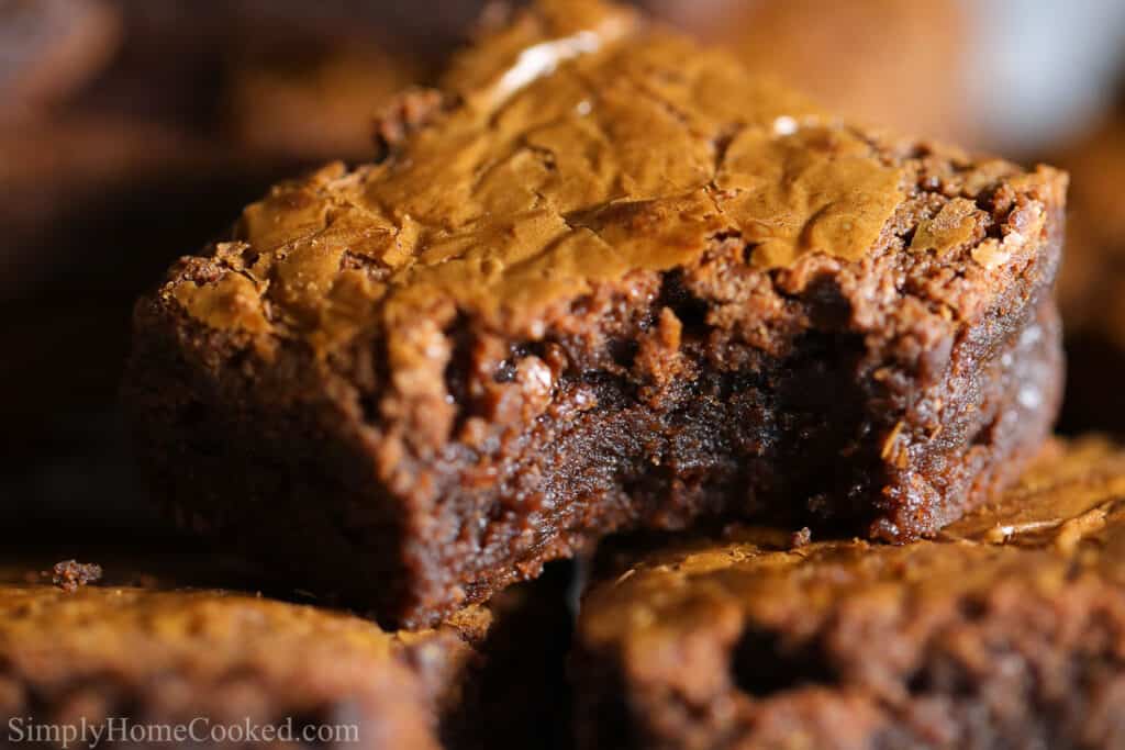 Close up of a Nutella Brownies missing a bite