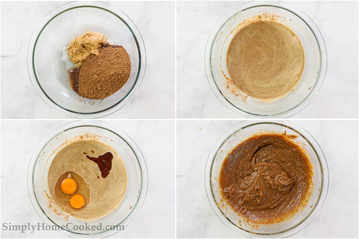 Steps to make Coconut Flour Cookies, including mixing the wet ingredients together.