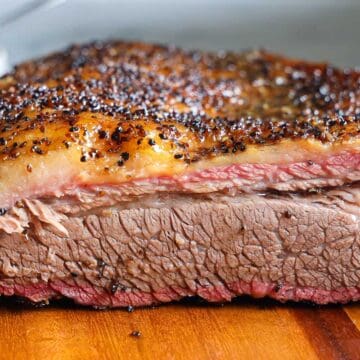 Smoked Beef Brisket slices in half