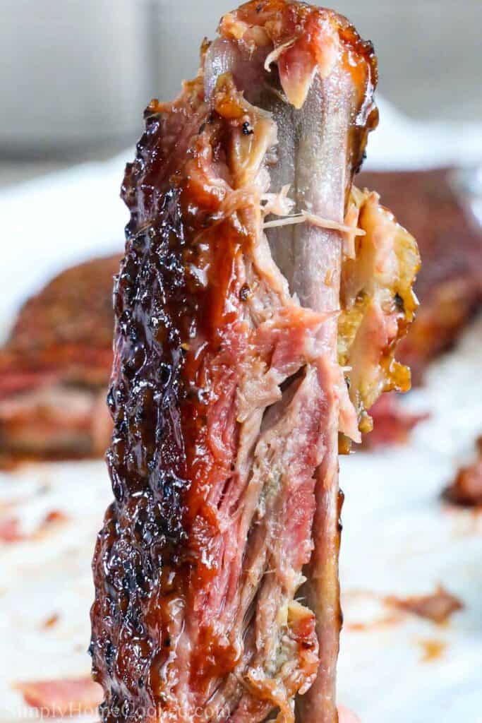 A Smoked Rib with the meat falling off the bone