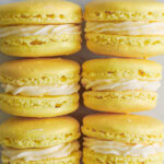 square image of stacks of Lemon Macarons