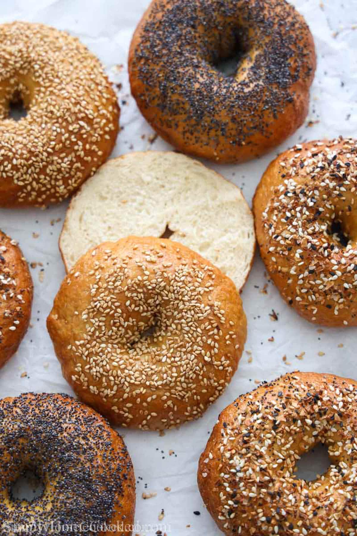 New York Bagels with one cut in half