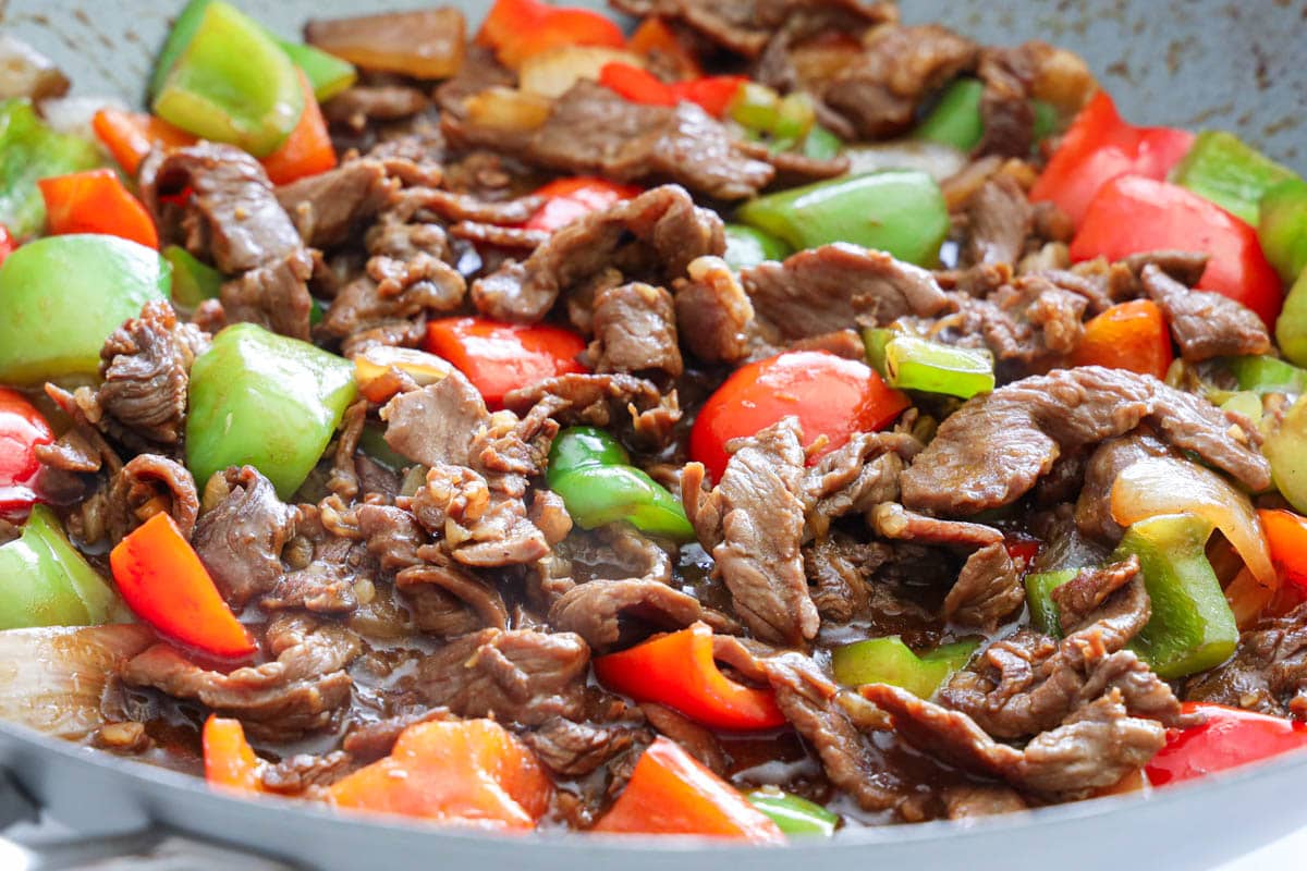 Horizontal close up image of Pepper Steak