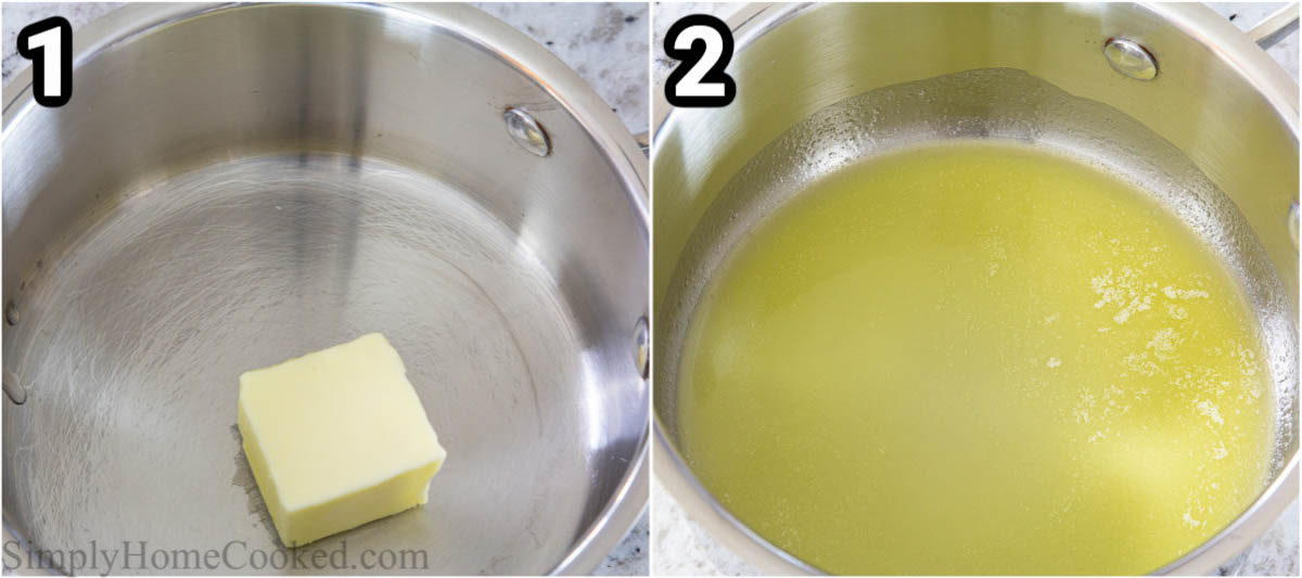 Steps to make Bread Pudding Sauce, including melting the butter.