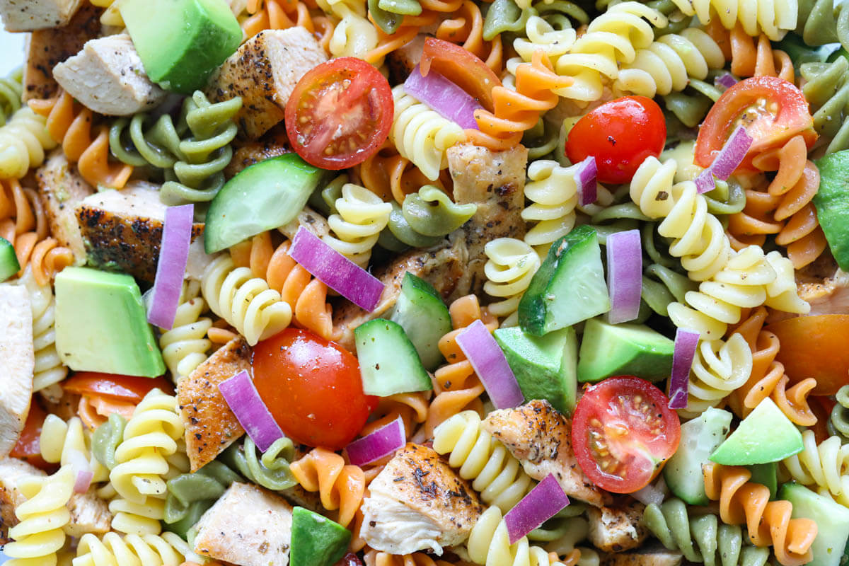Close up of Chicken Pasta Salad