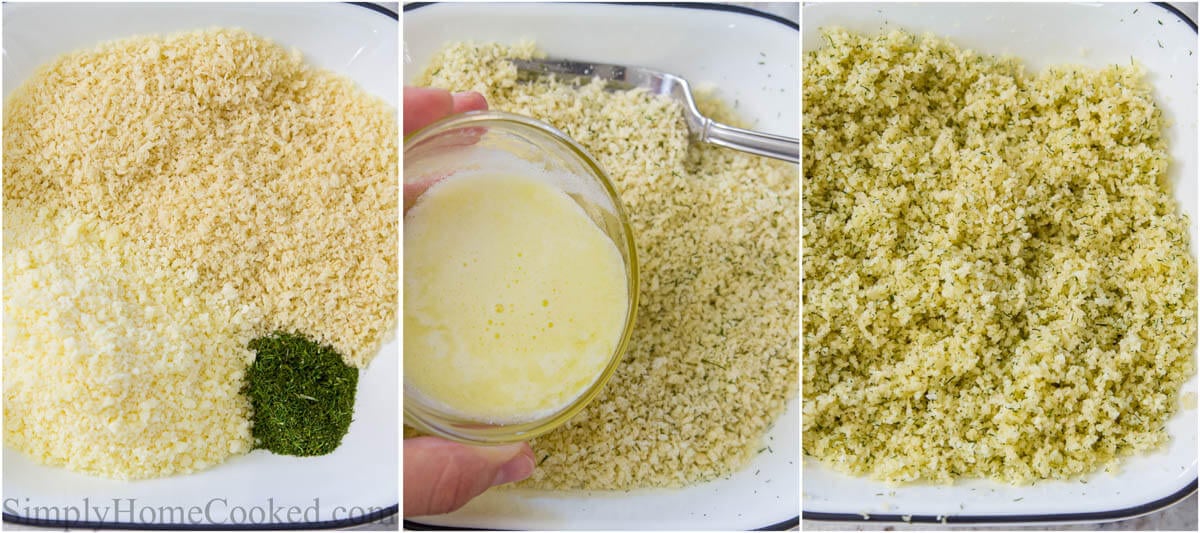 Steps to make Panko Crusted Salmon, including making the Panko breading.