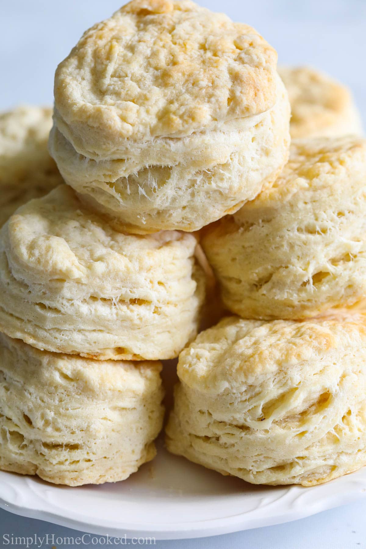 Vertical image of a pile of Buttermilk Biscuits