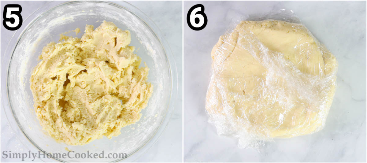 Steps for making Lofthouse Frosted Sugar Cookies, including letting the cookie dough chill wrapped in plastic wrap.