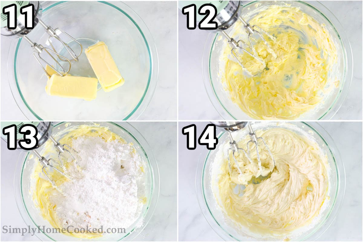 Steps for making Lofthouse Frosted Sugar Cookies, including making the buttercream frosting.