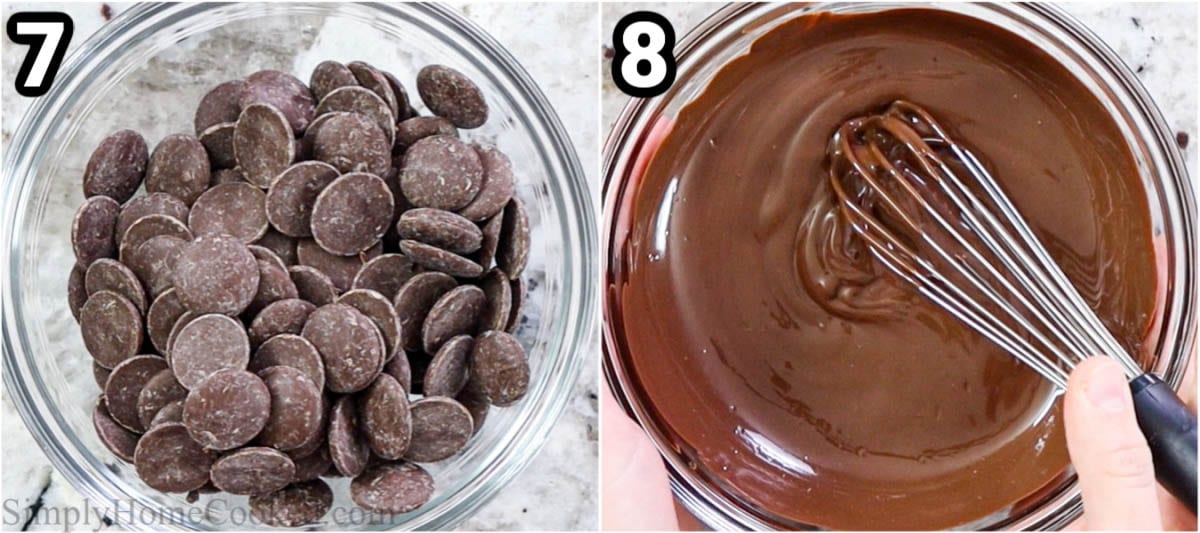 steps to make Oreo truffles including melting candy melts