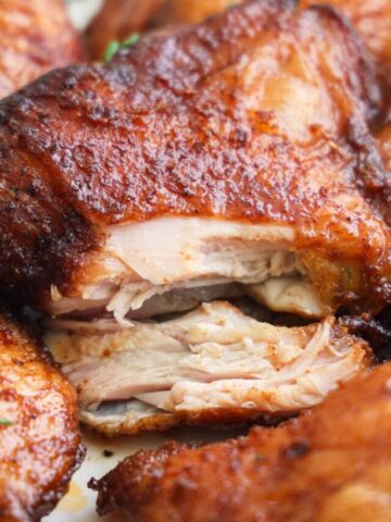 Close up of Smoked Chicken Thighs
