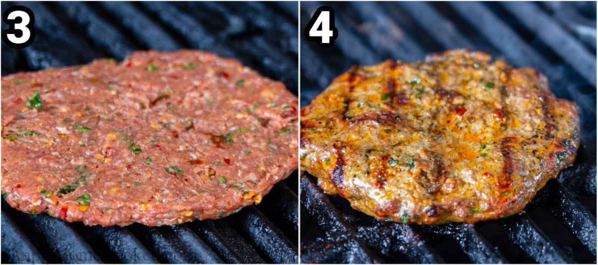 Steps to make chipotle burgers with avocado sauce, including forming the patties and grilling them.