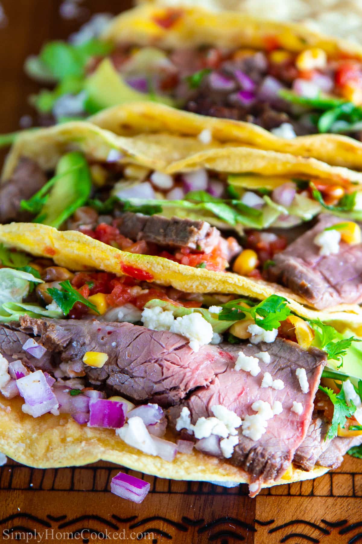 Flank Steak Tacos lined up
