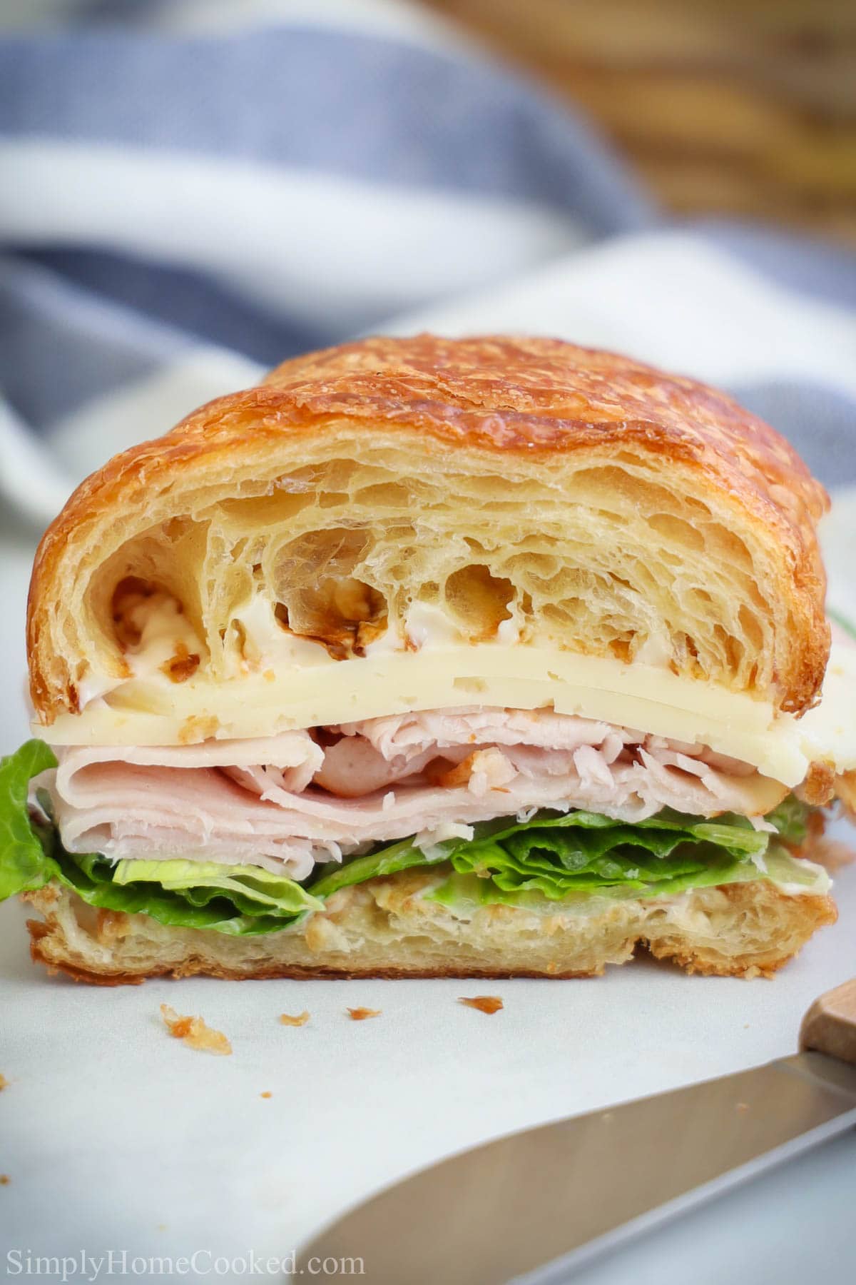 Turkey Croissant Sandwich cut in half