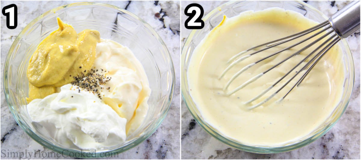 Steps to make Turkey Croissant Sandwich: whisk the sauce ingredients together in a small bowl.