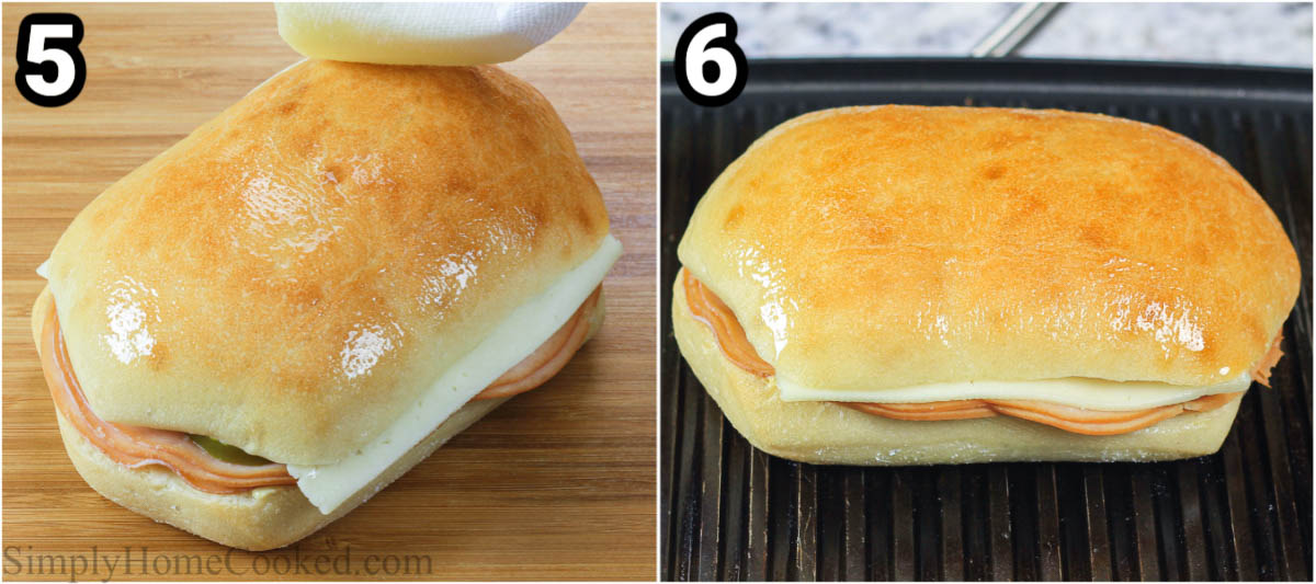 Steps to make turkey pearls: brush the bread with oil and roast in a pearl press.