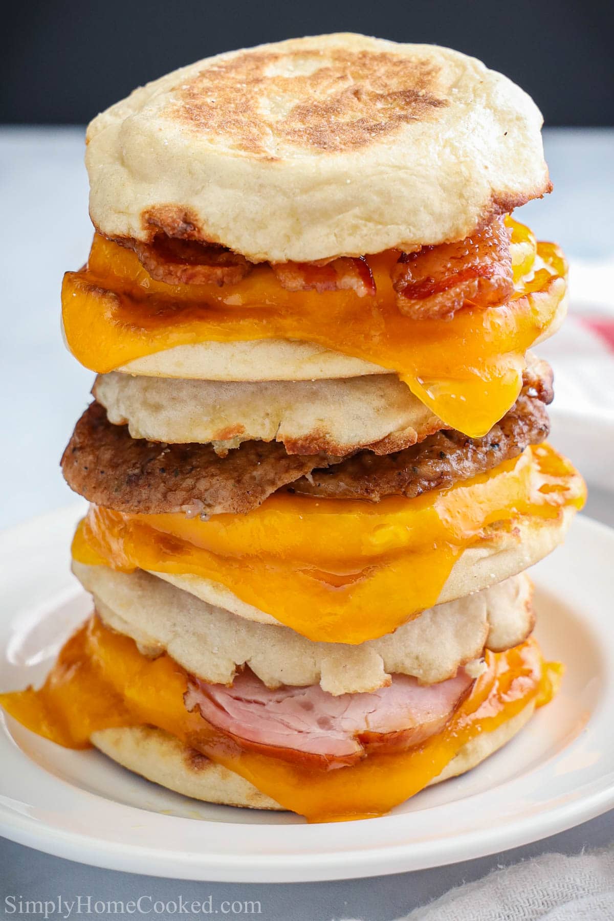 Stack of Breakfast Sandwiches 3 ways