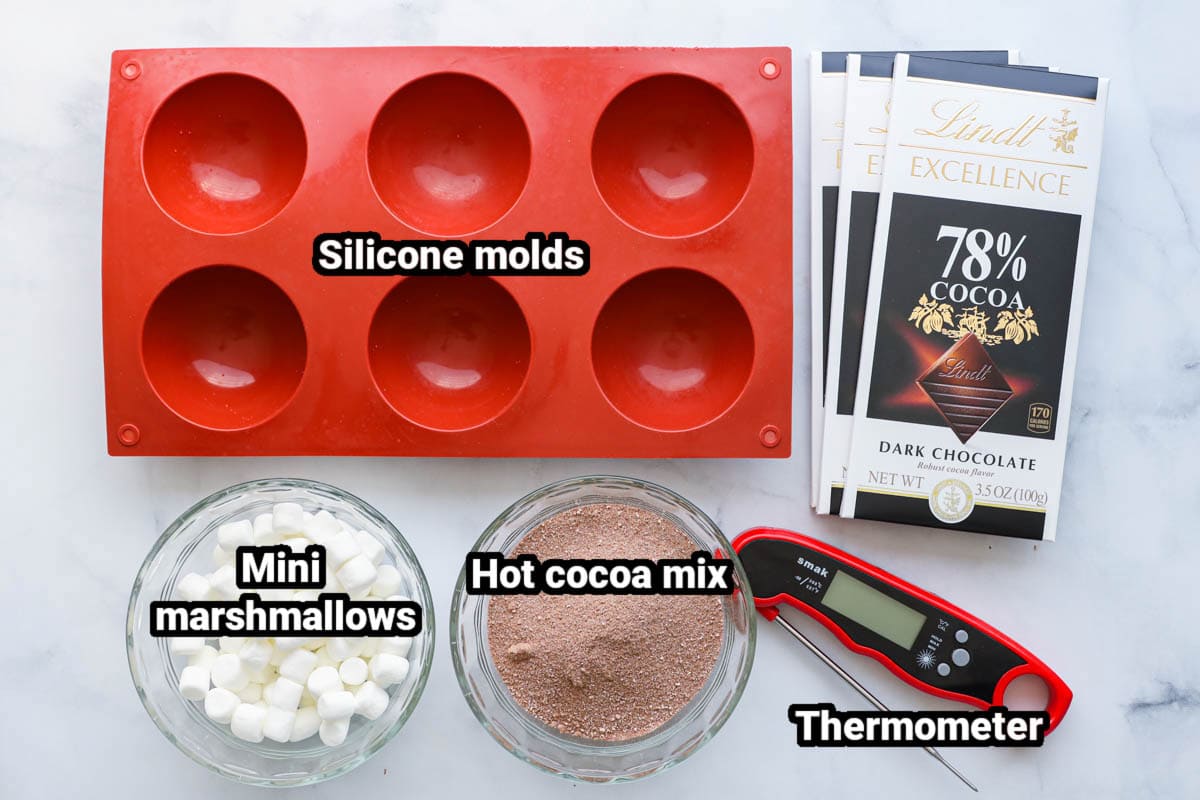 Ingredients for Hot Chocolate Bombs: