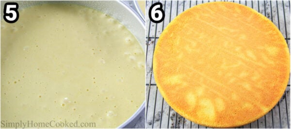 Steps to make Tiramisu Cake: bake the cake layers.
