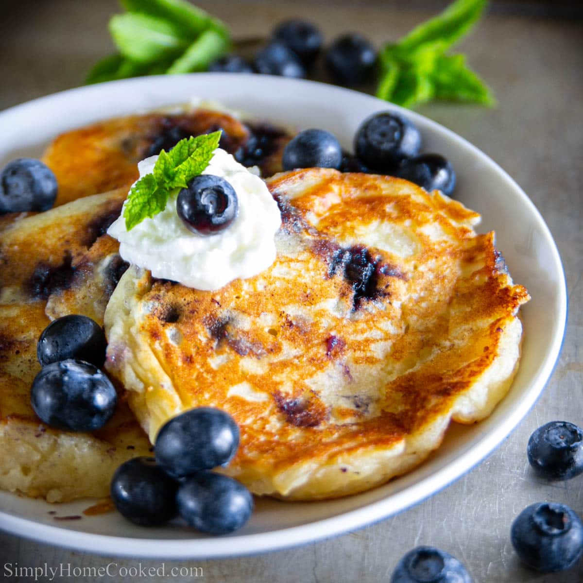 Blueberry Ricotta Pancakes - Simply Home Cooked