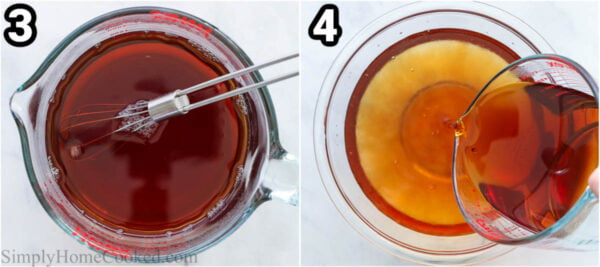 Steps to make Sweet Tea: whisk until the sugar dissolves and then add the tea to cold water.