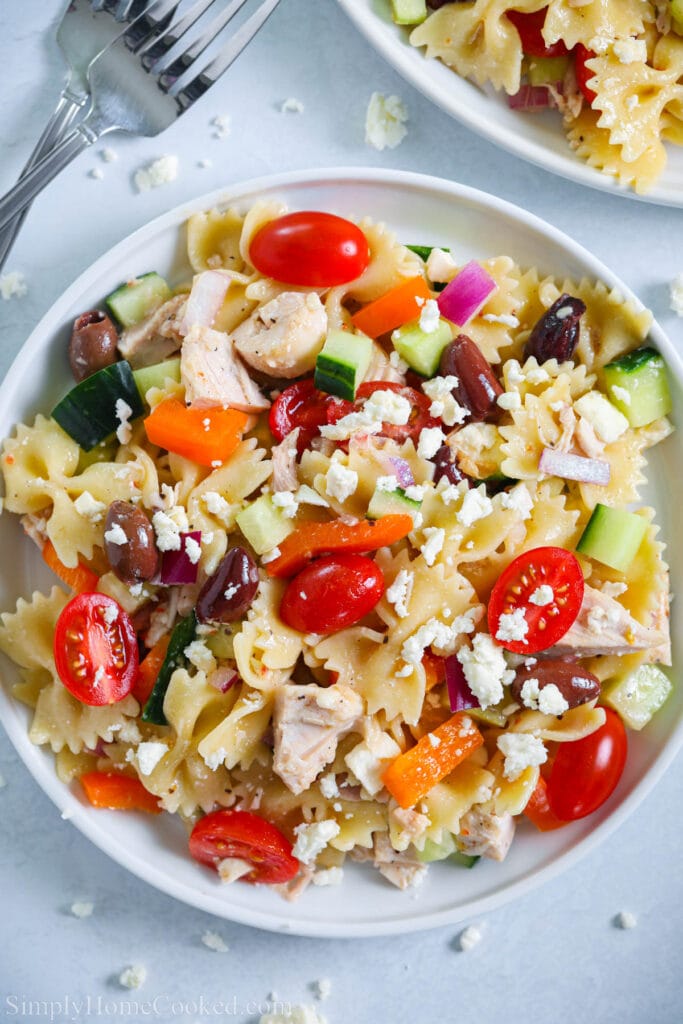 Greek Chicken Pasta Salad - Simply Home Cooked