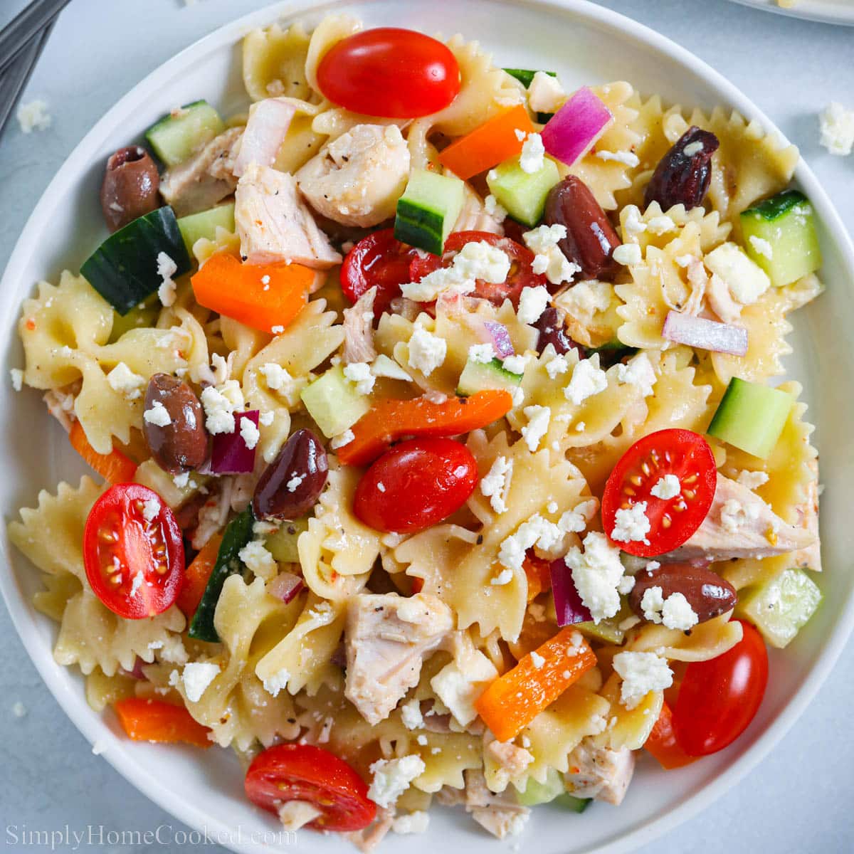 Greek Chicken Pasta Salad - Simply Home Cooked