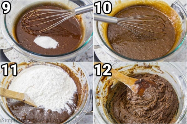 Steps to make Chocolate Spartak Cake: melt the chocolate over a double boiler and then add the flour in parts.