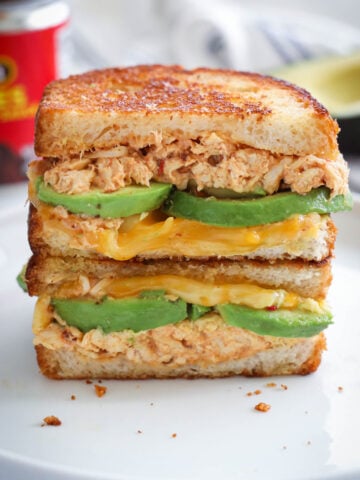 Chipotle Chicken Avocado Melt stacked on top of each other.