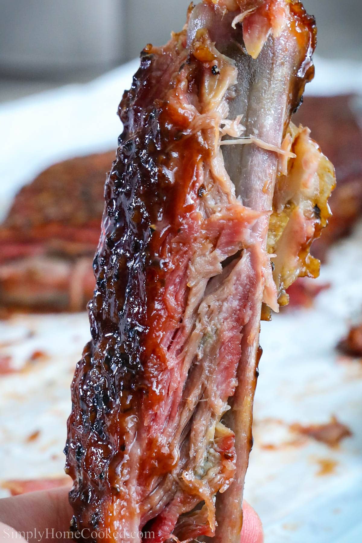 Smoked Rib with meat falling off the bone.