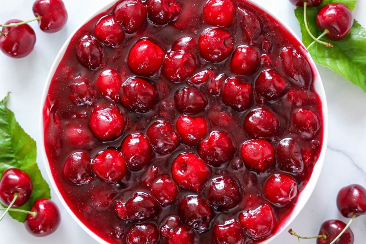 Cherry Pie Filling in a bowl. 