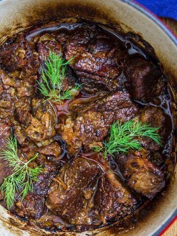 Close up of Braised Beef.