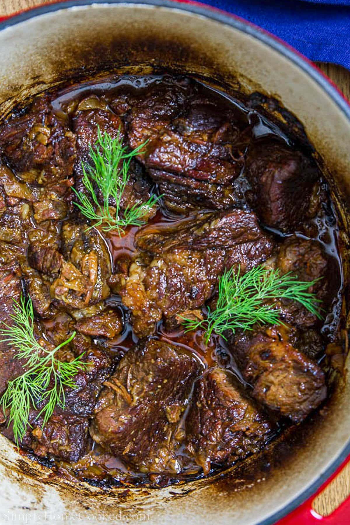 Close up of Braised Beef.