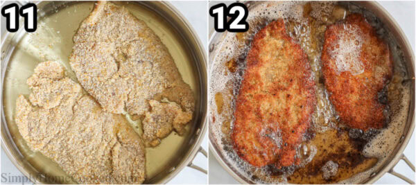 Steps to make Chicken Cutlets: fry the breaded chicken cutlets in hot oil until cooked through.